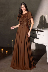 Anne – Abendkleid Chiffon A-Linie Spitze Ärmel Elegant