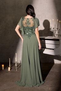 Anne – Abendkleid Chiffon A-Linie Spitze Ärmel Elegant