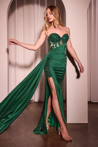 Donella – Abendkleid Glitzer Corsage Spitze Beinschlitz Figurbetont