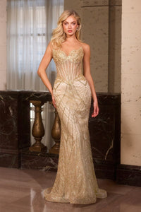 Erna – Abendkleid Pailletten Glitzer Corsage Beinschlitz Elegant