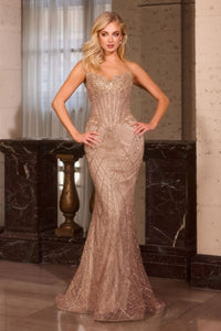 Erna – Abendkleid Pailletten Glitzer Corsage Beinschlitz Elegant