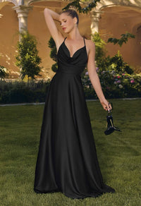 Juno – Abendkleid Satin A-Linie Cowl-Ausschnitt Rücken