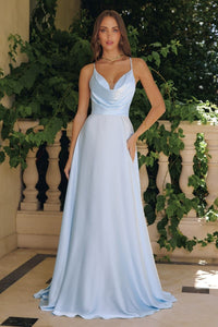 Juno – Abendkleid Satin A-Linie Cowl-Ausschnitt Rücken