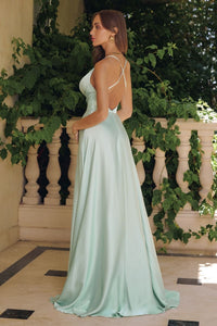 Juno – Abendkleid Satin A-Linie Cowl-Ausschnitt Rücken